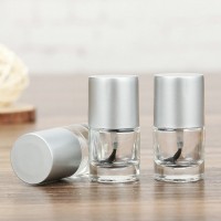 10ml round Empty Nail Polish Glass Bottle With Brush Silver Gold Cap